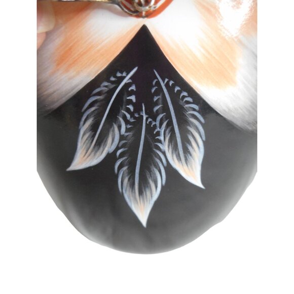 Native American Jemez NM Handpainted Pottery decor Turquoise Feather Gachupin - Picture 5 of 10